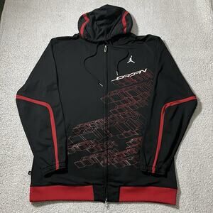 Jordan Hoodie Mens XL Black Red Full Zip Jacket Jumpman Logo Y2K Basketball